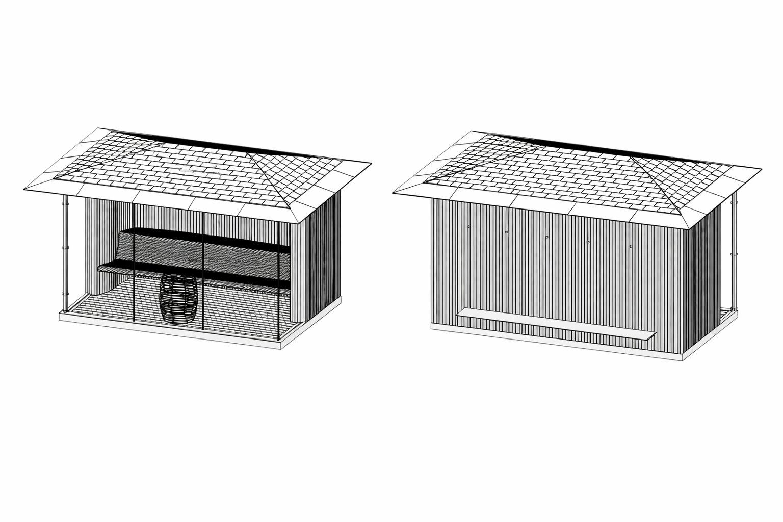 SAUNA. modular configuration CAD drawing